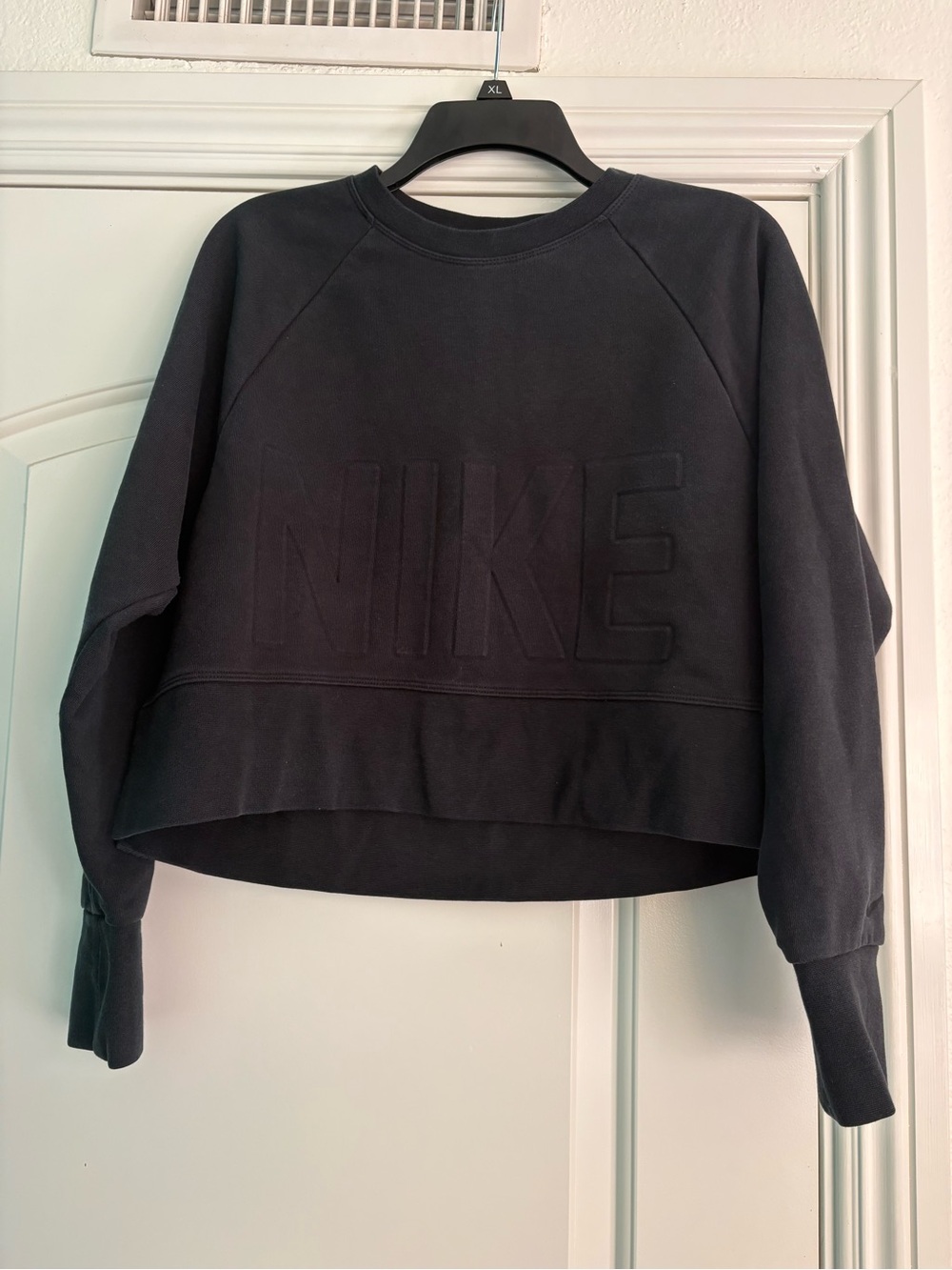 Nike Black Cropped Embossed Logo Sweatshirt